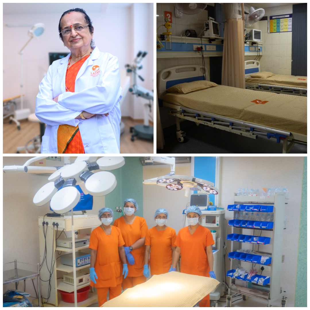 Collage of medical facilities at Laxmi Hospital, Kerala