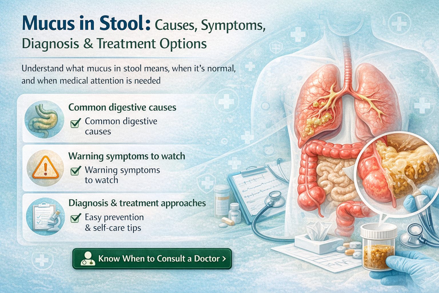 Mucus in Stool: Causes, Symptoms, Diagnosis & Treatment Options